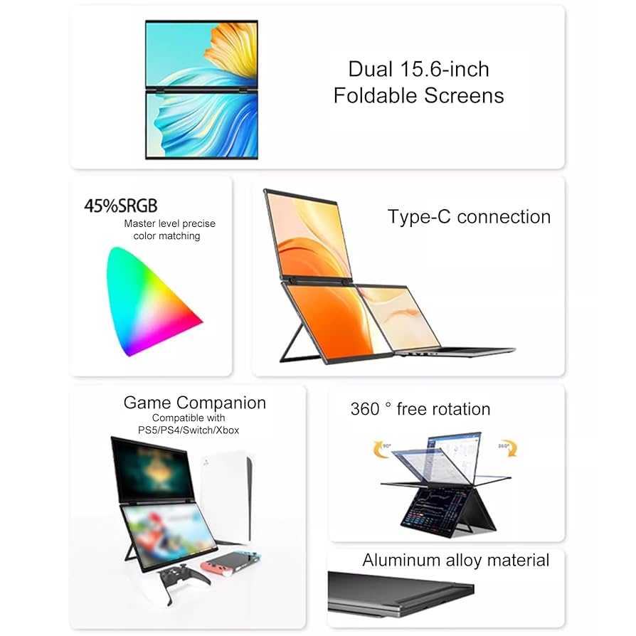 ラップトップ用　格納式スタンド付き15インチスクリーン外部モニター Amazon.co.jp: ラップトップ用ポータブルモニター、格納式